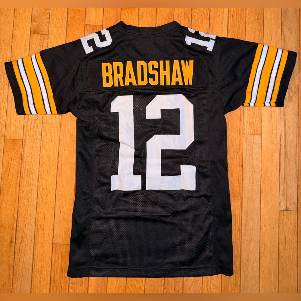 Authentic Bradshaw Steelers 12 Home Jersey Size Small Black